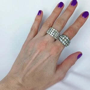 Silver Rhinestone Ring Set.